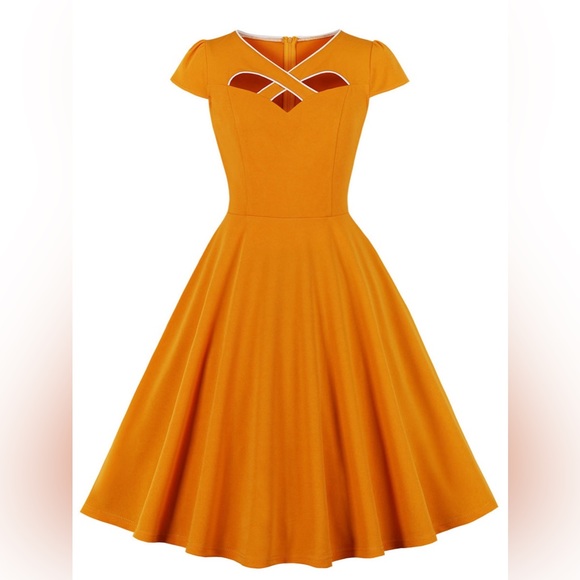 Orange 1950s Solid Halloween Hollow-out Dress Size/L - Picture 1 of 5